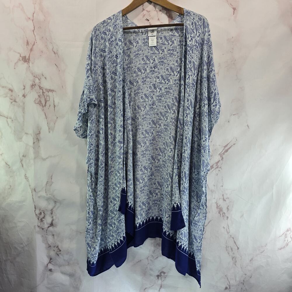 Cabi Swim Cover Up Womens Blue Navy Shawl Kimono Cardigan Jacket Nautical 5988